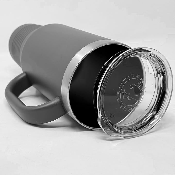 40oz Vacuum Insulated Travel Mug with Handle, Sushi, Personalized Engraving Included (Gray)
