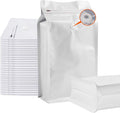50 PCS Upgraded Coffee Bags with Valve (White, 8 oz/0.5 lb), Black High Barrier Aluminum Foil Flat Bottom Standing Coffee Bean Storage Bags, Heat Sealable Resealable Bag for Home.