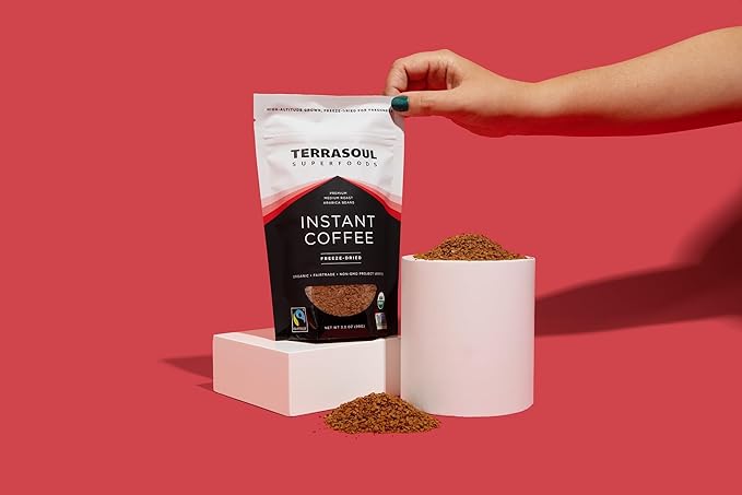 Terrasoul Superfoods Organic Freeze-Dried Instant Coffee, 3.5 oz - Fairtrade | Arabica Beans | Fresh Taste | Medium Roast