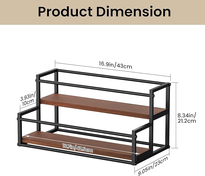 THYGIFTREE Liquor Bottle Display Shelf 2 Tier Rack Holder Bar Shelf Stand for Wine Whiskey Risers Organizer Kitchen Countertop