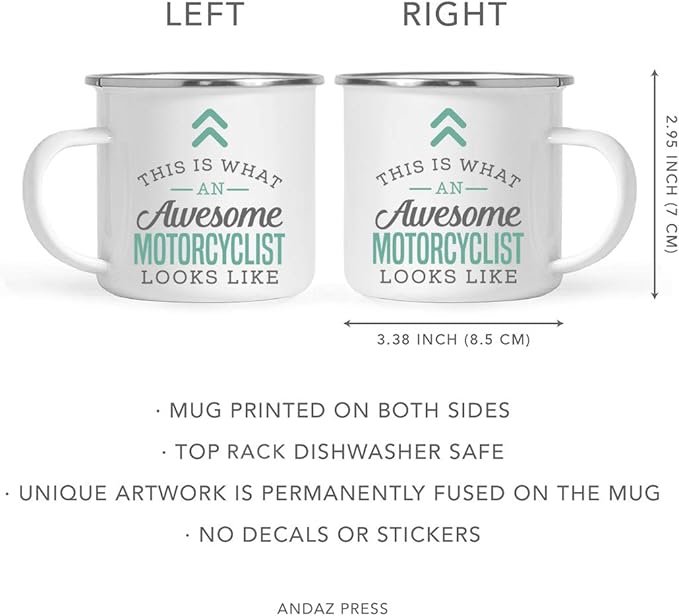 Andaz Press 11oz. Stainless Steel Campfire Coffee Mug Gift, This is What an Awesome Motorcyclist Looks Like, 1-Pack, Birthday Gift Ideas Coworker Him Her, Includes Gift Box