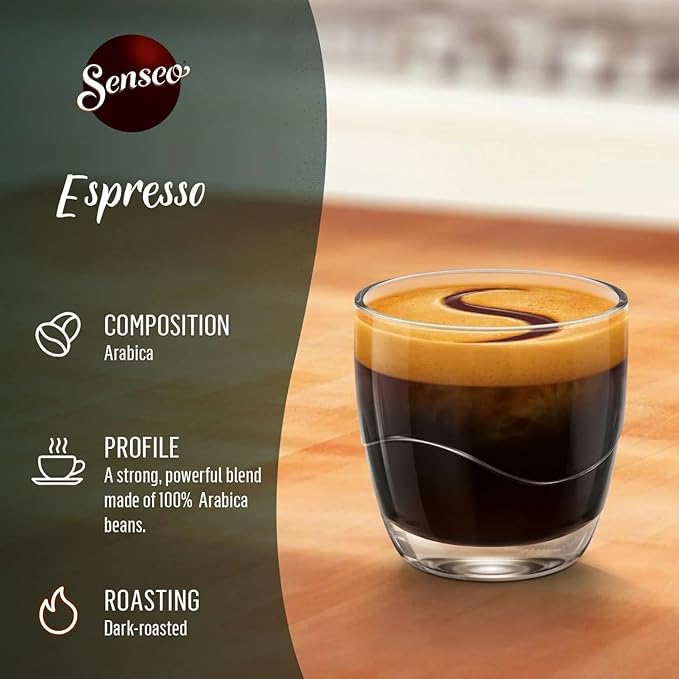 Senseo Espresso Dark Roast Coffee Pods – 240 Count (5 Packs) – Strong & Concentrated Flavor with Rich Crema – Single-Serve Coffee Pads Compatible with Senseo & PeleCom Machines – Imported from the Netherlands