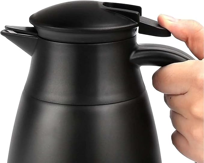 68oz Thermal Coffee Carafe, 2 Pack Airpot Insulated Coffee Urn Stainless Steel Vacuum Thermal Pitchers for Coffee, Hot Water, Tea, Beverage - Keep 12 Hours Hot, 24 Hours Cold (Silver, Matte Black)