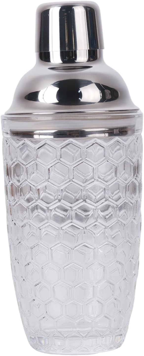 Professional 14.37 oz Cocktail Shaker – Durable Stainless Steel Martini Mixer, Leak-Proof & Dishwasher Safe, Ergonomic Design for Bartenders & Home Bar Enthusiasts (Wavy Line)