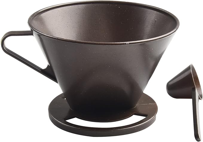 Pour-Over Coffee Brewing Filter Cone Set with Coffee Spoon Clip, V-Shaped Conical Dripper for Home Office Travel Camping, ABS Material, 2-Pack Black White Silver