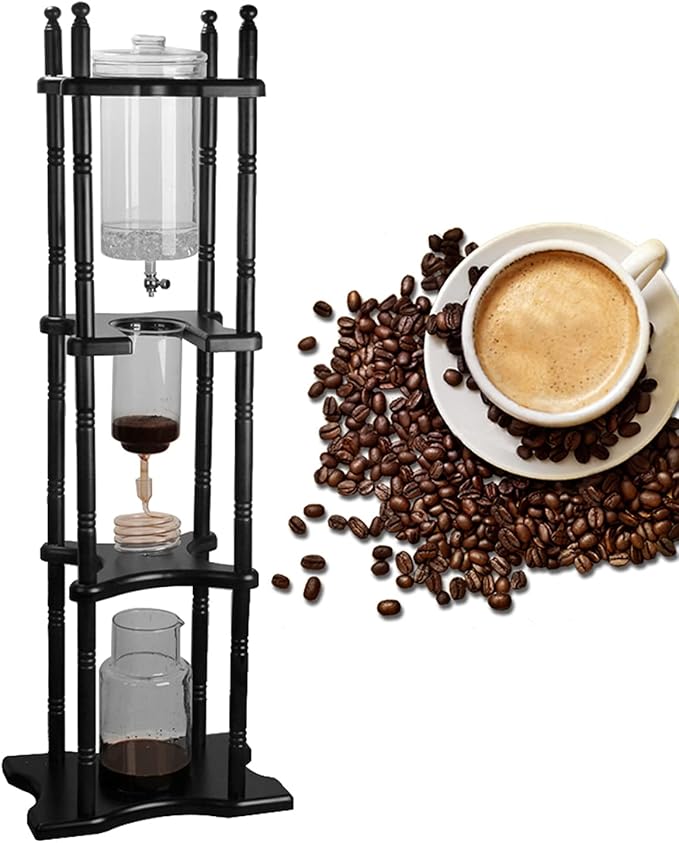 Large Capacity Cold Brew Tower Japanese Cold Brew Maker Glass Cold Brew Coffee Makers Drip Coled Coffee Tower Iced Tea Maker for Home Office Coffee Shop