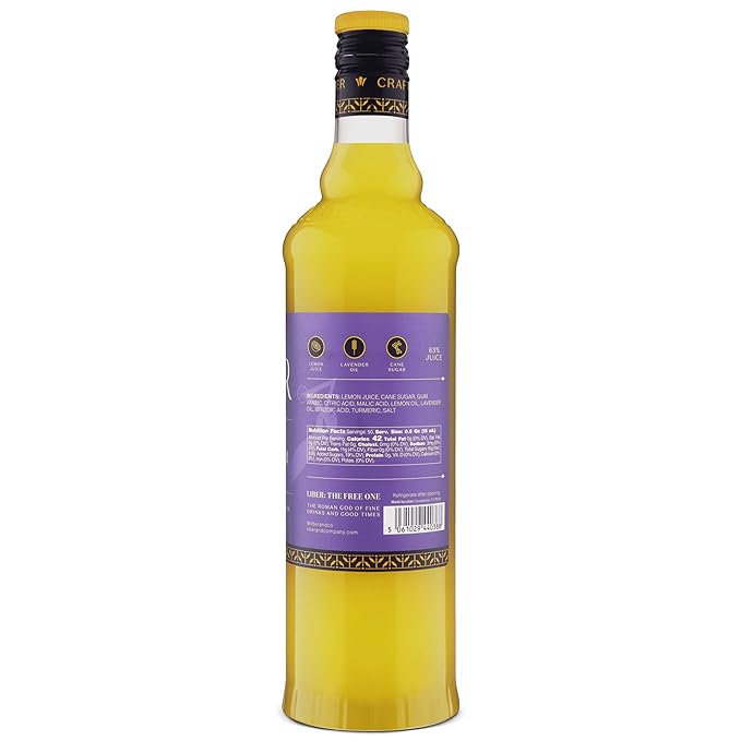 Liber & Co. Lemon Lavender Cordial (25.4 Fl Oz) - Craft Cocktail Mixer with 63% Cold-Pressed California Lemons & French Lavender - Perfect for Margaritas, French 75s & Floral Cocktails