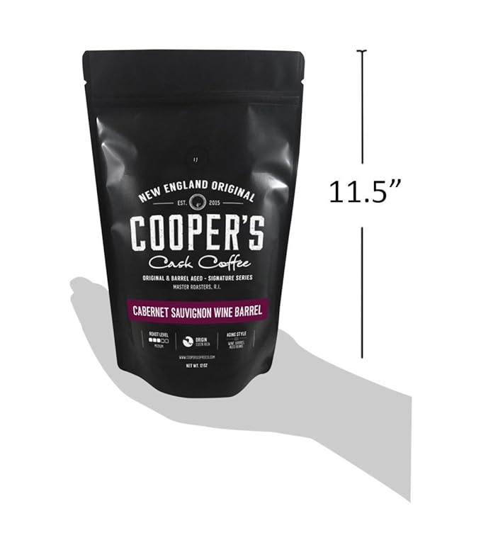 Cabernet Sauvignon Wine Barrel Aged Coffee | Costa Rica Beans, Incredibly Complex & Smooth Roasted Fresh - Whole bean 12oz Bag