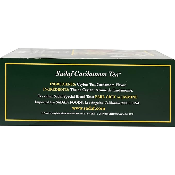 Sadaf Cardamom Tea Bags | Special Blend Cardamom Ceylon Black Tea | Quicktea Product harvested in Sri Lanka | 100 bags (Pack of 1)
