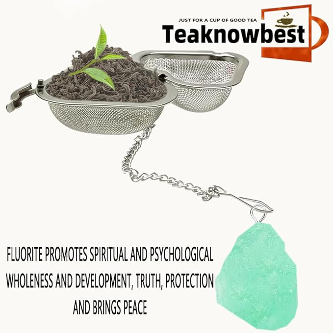 3PCS Loose tea infuser，Stainless Steel Tea Strainers for Loose Tea，tea leaves infuser，Fine mesh tea ball + crystal pendant，Suitable for brewing all loose leaf teas (3, Amethyst + Fluorite + Citrine)