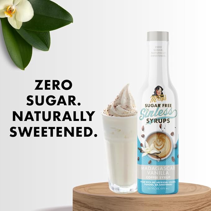 Miss Mary’s Sinless Syrups Classic Collection - Sugar Free Coffee Syrup, No Sugar, Keto Friendly, Plant Based, Natural Ingredients, No Artificial Sweetener, Madagascar Vanilla, Caramel, Mocha, 3 Pack