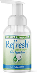 Refresh Liquid Wipe: Toilet Paper Foam | Eco-Friendly Wet Wipe Alternative | Cleanses and Soothes with Witch Hazel and Aloe | Plumbing and Septic Safe | 250ml | 8.45 oz