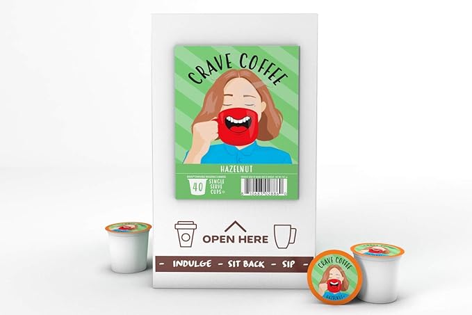 Crave Beverages Flavored Pods Compatible with 2 K-Cup Brewers, Hazelnut, 40 Count