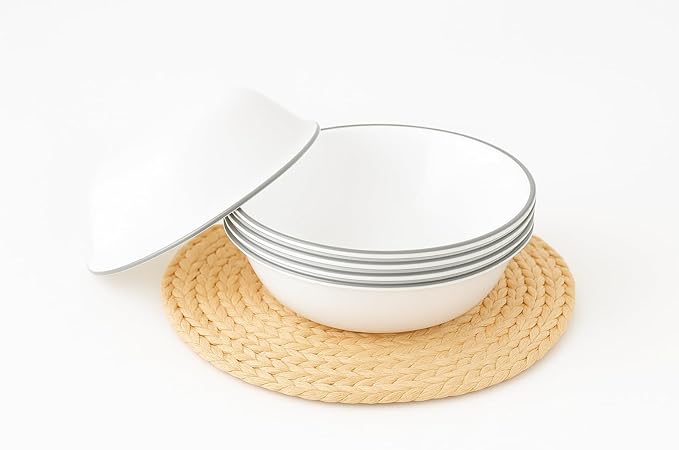 Chip Resistant 1qt (0.95L) Rimmed Bowl Lighth Gray, 4-Pack