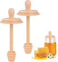 Wooden Mason Jar Honey Dippers - Honey Dipper Wooden Stick for Regular Mouth Mason Jars, Honey Spoon Mason Jar Honeycomb Lid for Regular Mouth 16 oz Mason, Ball Jars (2X Honey Dippers Standard 16OZ)