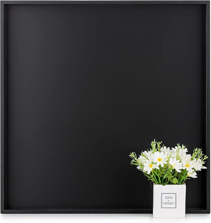 Hanobe Ottoman Tray for Living Room: Modern Extra Large Black Serving Decorative Trays with Cutout Handles for Coffee Table Home Decor, 20"
