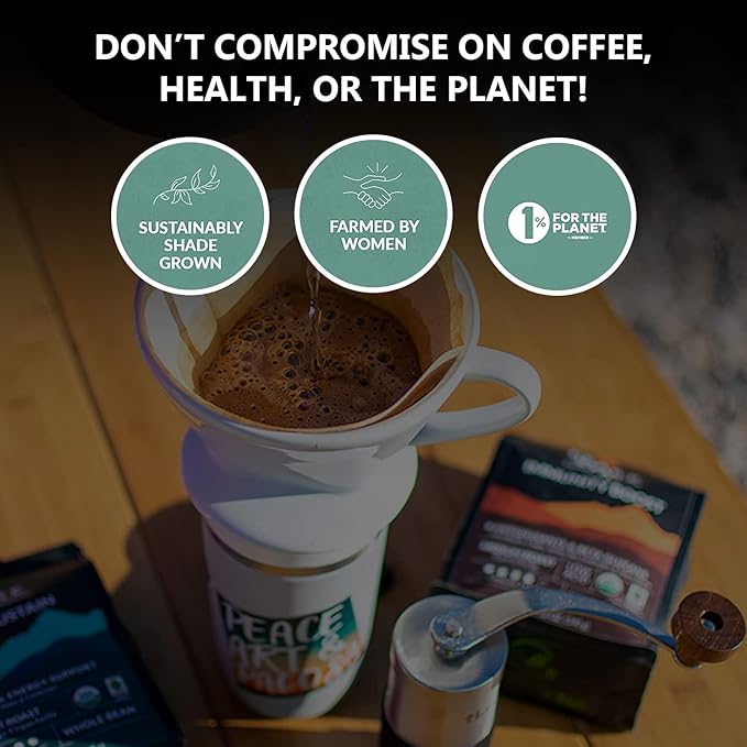 Peak State Coffee with Functional Mushrooms, Low Acid, Whole Bean (FOCUS, BOOST IMMUNITY, & DESTRESS) (Brain Sustain)