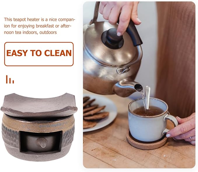 VICASKY Ceramic Tea Stove Warmer Set with Tea Light Candle Holder for Warming Teapots Rustic Heatproof Heater