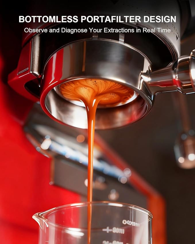 51mm Bottomless Portafilter 3 Ears Compatible with Delonghi Dedica EC680/EC685/EC885 and SMEG, EUPA Espresso Machines, Espresso Naked Bottomless Portafilter with Puck Screen and 18g Filter Basket-Wood