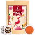 WT WEETEE Ginger Peach Black Tea Bags 100 Counts, Caffeinated, Made of Black Tea, Ginger & Natural Peach Flavor, Fruity & Mildly Gingery