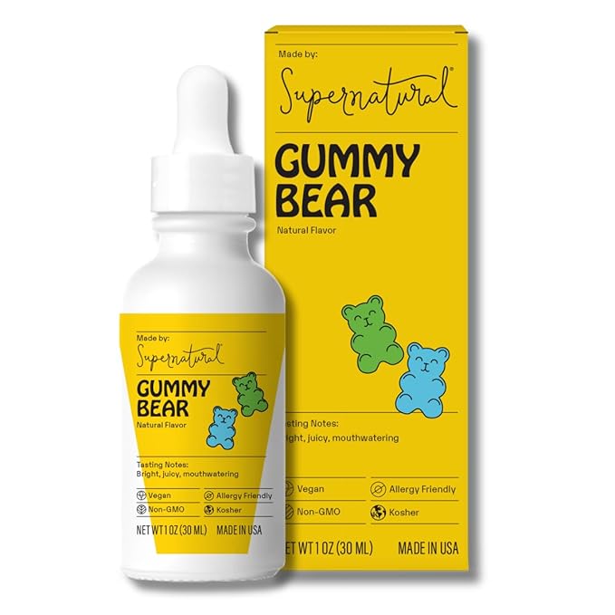 Supernatural Natural Flavors, Gummy Bear - Vegan, Non-GMO, Non-Synthetic, Unsweetened, Concentrated. 30ml/1oz.