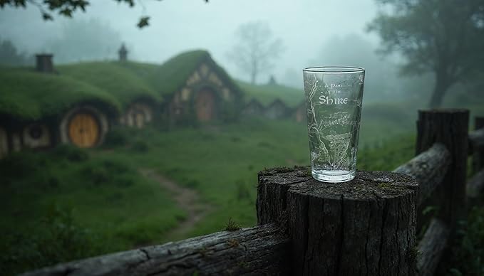 MAP OF THE SHIRE Engraved 16oz Pint Glass | Inspired by Tolkien Power Ring and Middle Earth | Great Christmas Gift Idea | Unique Elvish Fantasy Wizard Fantasy Decor!