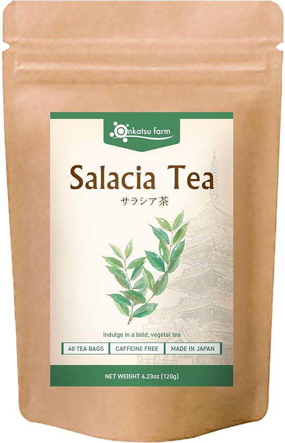 Onkatsu Farm Salacia Premium Japanese Tea Bags, Bold Herbaceous Flavor, Hot or Iced, Caffeine Free, 40 Total Tea Bags