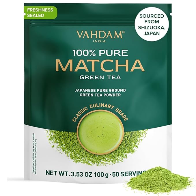 VAHDAM, Japanese Matcha Tea Powder (50 Cups,3.53oz) Sourced from Japan | Authentic Japanese Matcha Green Tea Powder | Classic Culinary Matcha From Japan