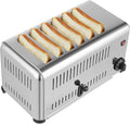 6 Slice Toaster 1.1in Wide Slot, Commercial Toaster with 2 Toasting Modes(4 or 6 Slices), 201 Stainless Steel Bread Baking Machine for Various Toast Types, 1680W 110V