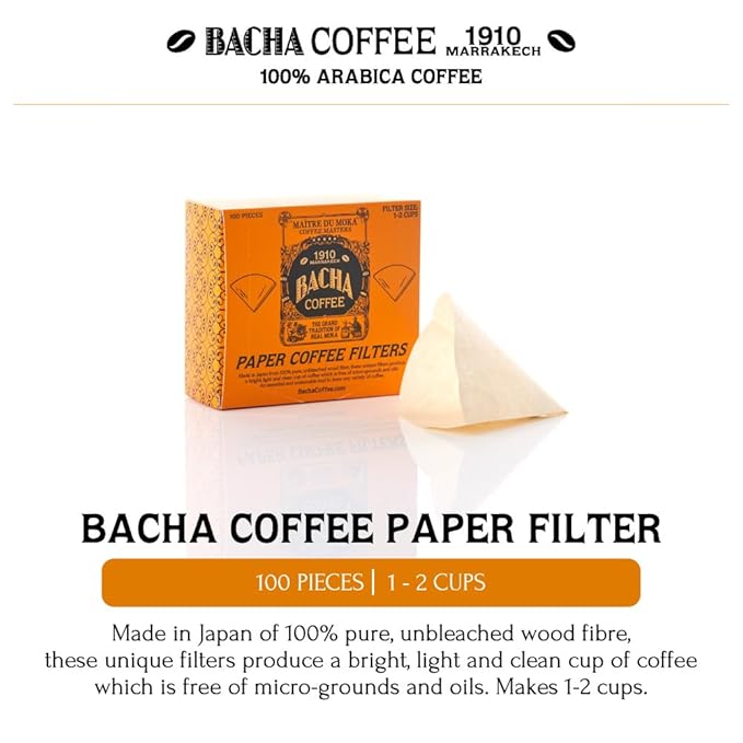 Bacha Coffee | Yellow Leopard Fine Blended Coffee, Autograph Collection, 100% Arabica Specialty Coffee, Ground Beans, Medium Roast, 250g & 100% Natural Wood Fibre Paper Filters, Small Bundle