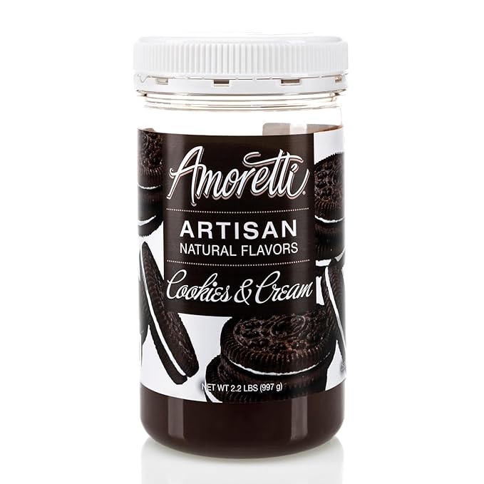 Amoretti - Natural Cookies & Cream Artisan Flavor Paste, 2.2 lbs, Perfect For Ice Cream, Beverages, Cakes, and more, Preservative Free, Vegan, Gluten Free, No Artificial Sweeteners, Highly Concentrated