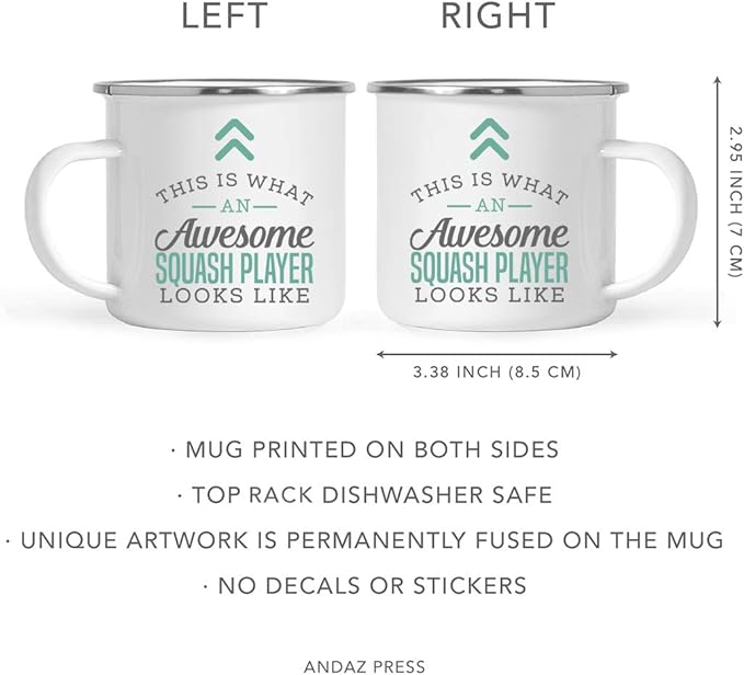 Andaz Press 11oz. Stainless Steel Campfire Coffee Mug Gift, This is What an Awesome Squash Player Looks Like, 1-Pack, Birthday Gift Ideas Coworker Him Her, Includes Gift Box