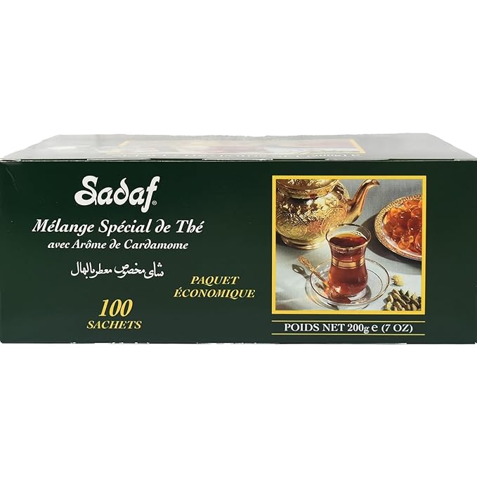 Sadaf Cardamom Tea Bags | Special Blend Cardamom Ceylon Black Tea | Quicktea Product harvested in Sri Lanka | 100 bags (Pack of 2)