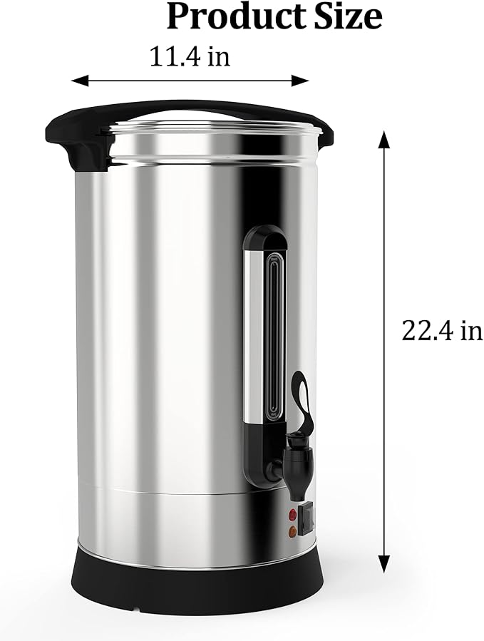 110 Cup Coffee Urn, 16L/3.51Gal Large Capacity Stainless Steel Hot Beverage Dispenser, Fast Brew Rapid Extraction, Auto Temperature Control Faucet, Commercial Coffee Maker for Party Buffet Catering