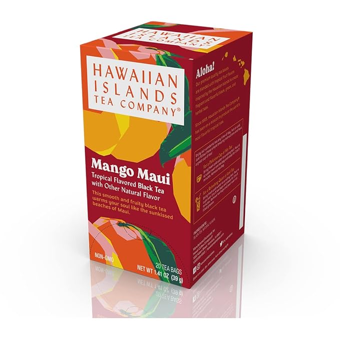 Hawaiian Islands Tea Company Mango Maui Black Tea, All Natural - 120 Teabags (6 Boxes)