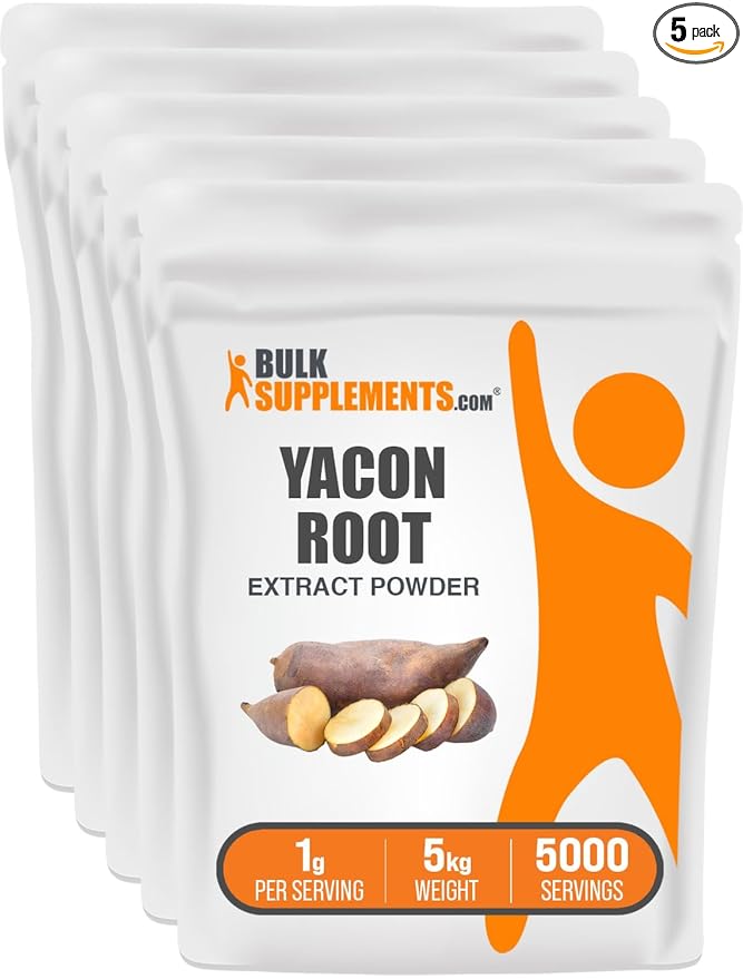 BulkSupplements.com Yacon Root Extract Powder - Sugar Substitute, Natural Fiber Sweetener - Gluten Free, 1g per Serving, 1kg (2.2 lbs) (Pack of 5)