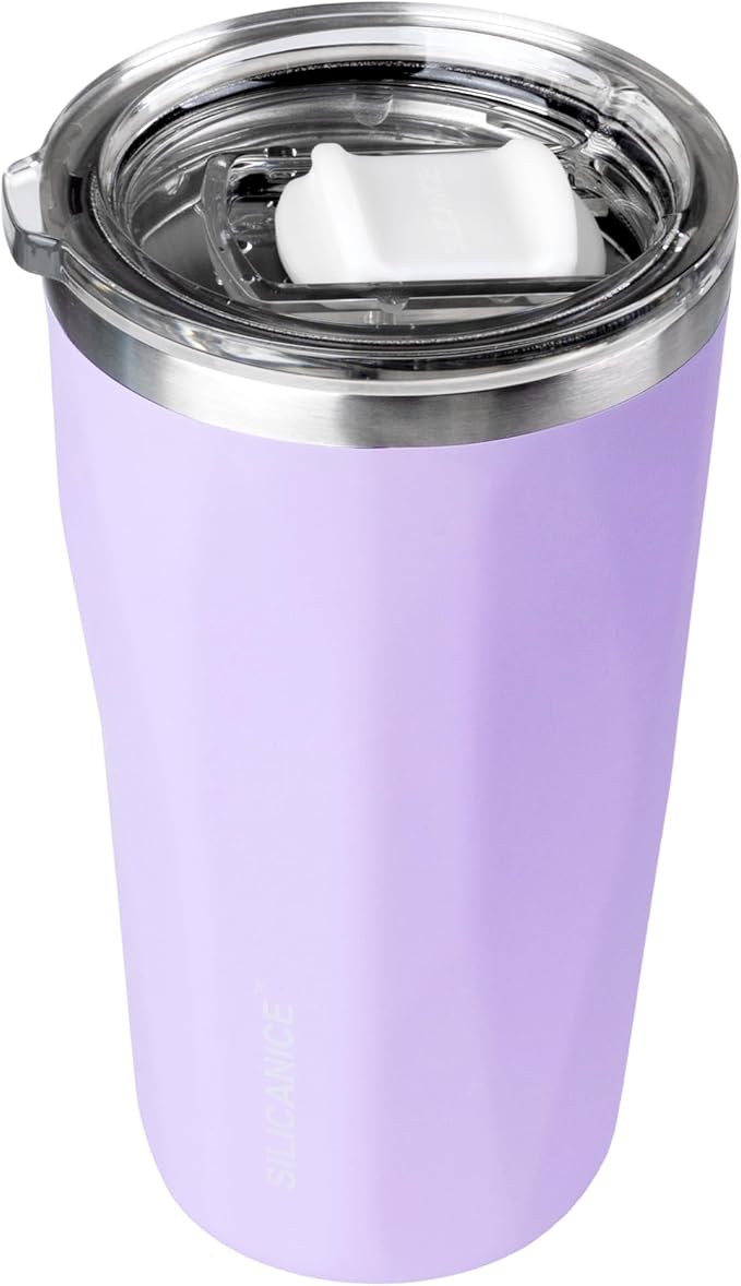 20oz Soft Touch Diamond Tumbler - Double Wall Stainless Steel Vacuum Insulated Coffee Cup With Detachable Slider Lid | BPA Free, Dishwasher Safe, Thoughtful Gift for Her - Lilac