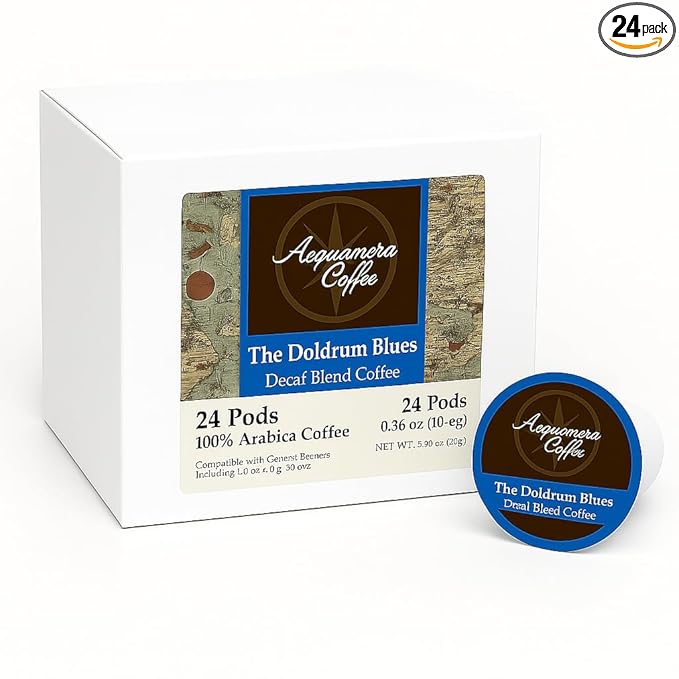 Acquanera Coffee - The Doldrum Blues, Decaf Blend Coffee - 100% Arabica - Single Serve Coffee Pods Compatible With K-cup Brewers - 24 count