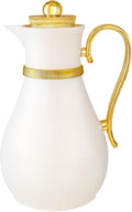 Insulated Thermal Coffee Carafe, 33 oz, Arabic-Style Coffee Pot,Insulated Carafe Flask for Coffee Hot Cold Drink Tea,Housewarming Ornaments (White)