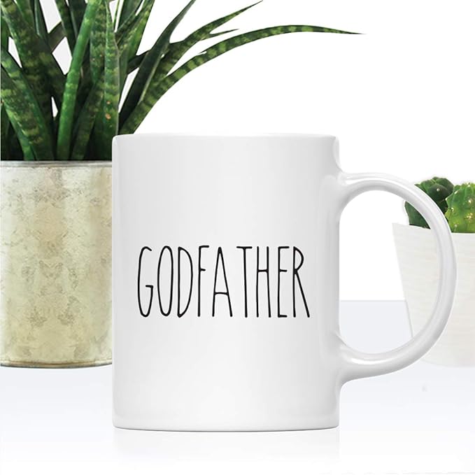 Andaz Press Simple Rustic Farmhouse Kitchen Decor 11oz. Ceramic Coffee Tea Mug Gift, Godfather, 1-Pack, Birthday Christmas Gift Ideas for Family, Friends