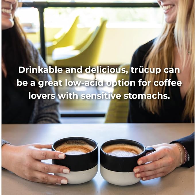 trücup Low Acid Coffee, Ground Coffee Medium Roast - Coarse Ground 12 Oz, Natural Water&Steam Process 60% Less Acid, Stomach-Friendly Rich in Antioxidants