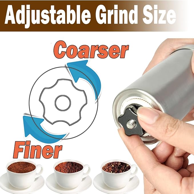 Manual Coffee Bean Grinder with Ceramic Burr Adjustable Coarseness Capacity 30g Portable Hand Mill for Home Office Traveling Camping
