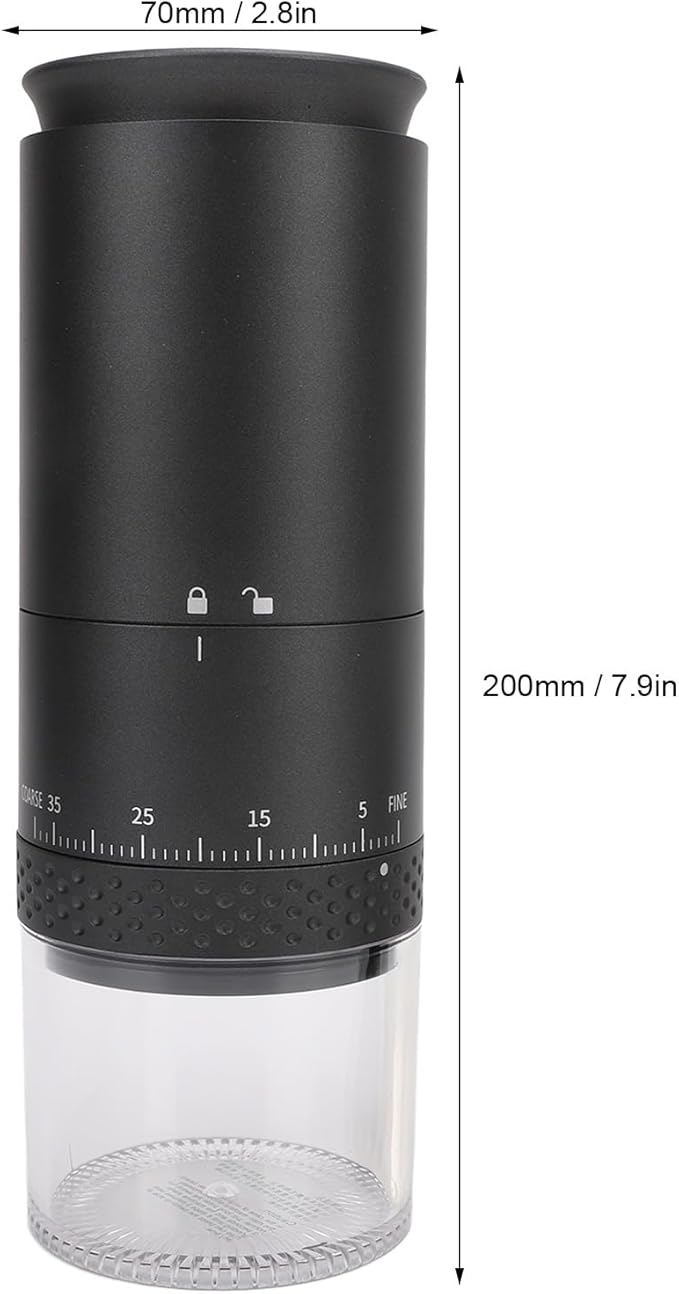 Coffee Grinder, 110ml Powder Capacity Electric Coffee Bean Grinder, Removable Chamber 38 Speeds USB Rechargeable Coffee Mill, for Beans (Black)