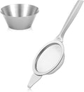 TIESOME 2.2" Silver Matcha Sifter Strainer, 30 Fine Mesh Mini Strainer for Tea with Handle and Base Stainless Steel Small Tea Strainer for Loose Coffee Cocktail with Base (Silver)