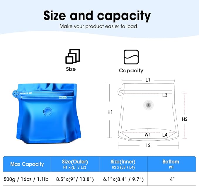 16oz 1lb 60pcs Coffee Bags with Valve,Vented Coffee Bag Barrier Bags Store Bags Coffee Packaging Coffee Storage Pouches Stand-up Bags for Food Diamond Shaped Need to Use Heat Sealing Machine（Blue）