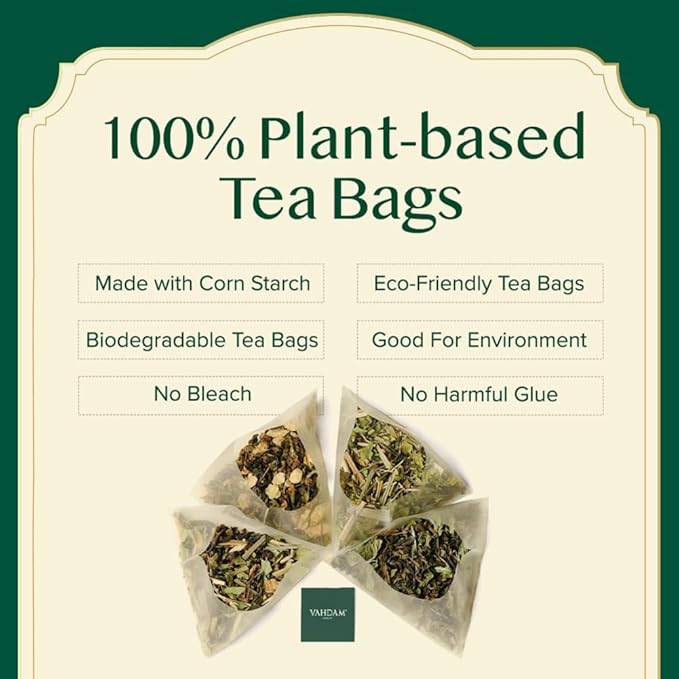 VAHDAM, Assorted Tea Sampler (20 Delicious Variety, 40 Individually Wrapped Pyramid Teabags) Long Leaf Premium Teas I Christmas Tea Gift Set