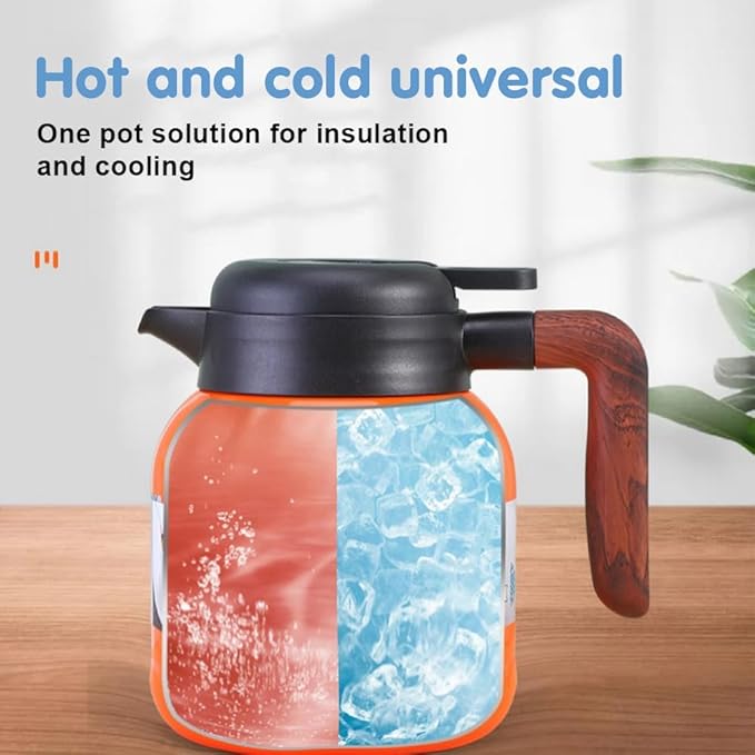 Vintage Floral Pattern Teapot, Doresty Tea Pot, Vintage Floral Pattern Tea-Built-In Infuser, Stainless Steel Thermal Carafe with Lid for Hot Drinks (Orange, Plastic handle)