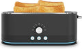 4-Slice Toaster, 7 Browning Settings, Removable Crumb Tray, Full body Stainless Steel Housing 1350W ，Anti-Fingerprint & Anti-Jam,Black