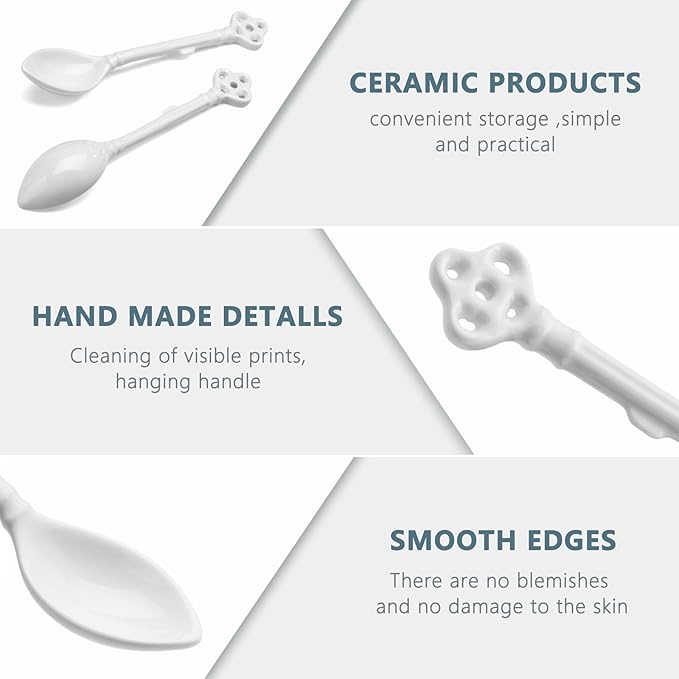 Espresso Spoons Set of 12, Ceramic Coffee Spoons, Long Handle Demitasse Espresso Spoons, Porcelain Small Coffee Stirring Spoon (White)