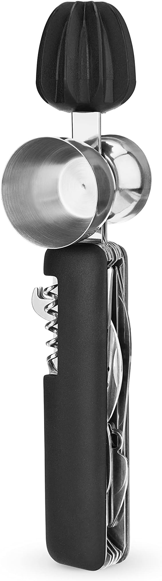 HOST All in One Bartender Multitool Set, 10 in 1 Bar Tool with Strainer, Muddler, Reamer, Jigger, Stirrer, Zester, Corkscrew, Opener, Knife and Channel Knife for Camping, Travel and Outdoor Use